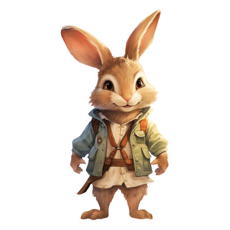 Watercolor Vintage Cartoon Bunny, Victorian Rabbitの素材