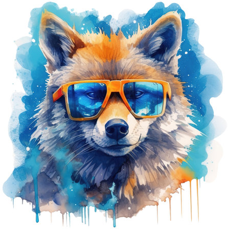 Stylish Wolf Wearing Glasses, Wildlife Fashionの素材