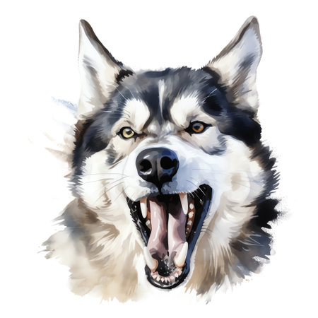 Hand Painted Siberian Husky Watercolorの素材