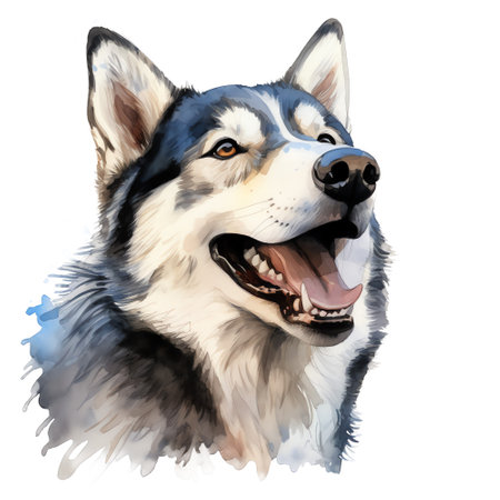 Hand Painted Siberian Husky Watercolorの素材