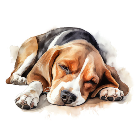 Hand Painted Beagle Dog Watercolorの素材