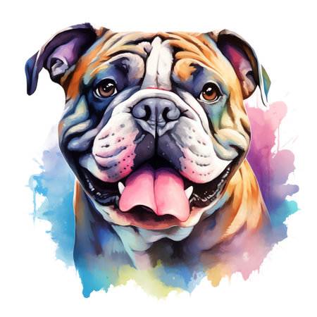 Hand Painted Bulldog Watercolorの素材