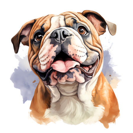 Hand Painted Bulldog Watercolorの素材