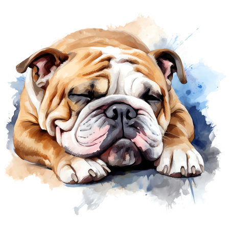 Hand Painted Bulldog Watercolorの素材