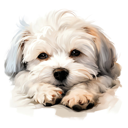 Hand Painted Maltese Dog Watercolorの素材