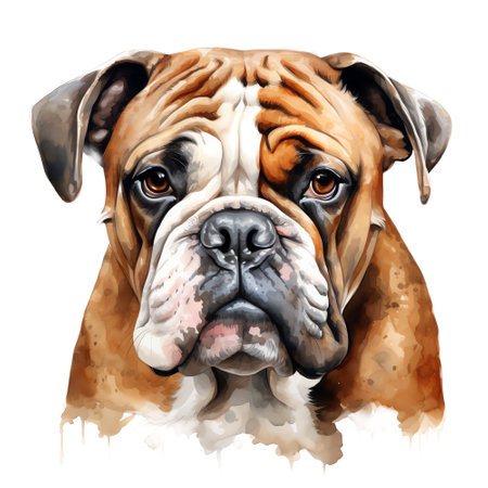 Hand Painted Bulldog Watercolorの素材