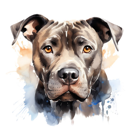 Hand Painted Pitbull Dog Watercolorの素材
