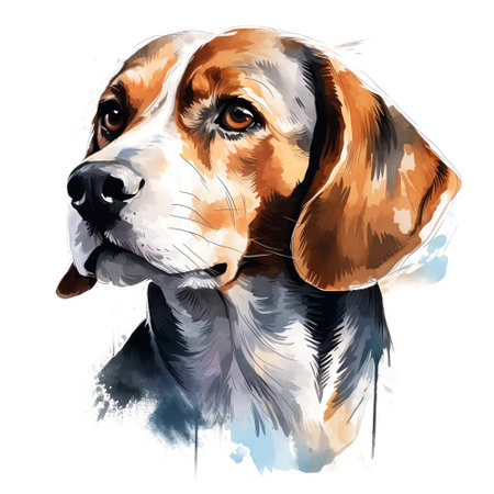 Hand Painted Beagle Dog Watercolorの素材