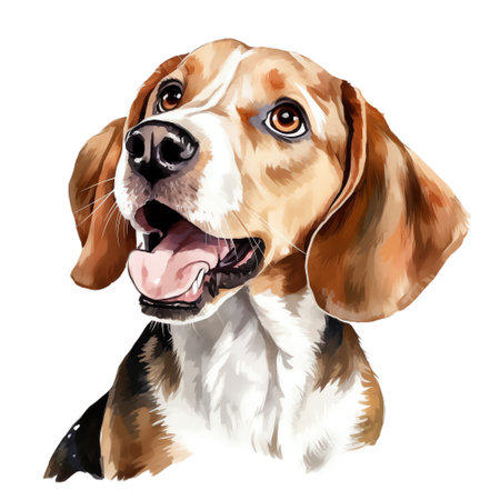 Hand Painted Beagle Dog Watercolorの素材