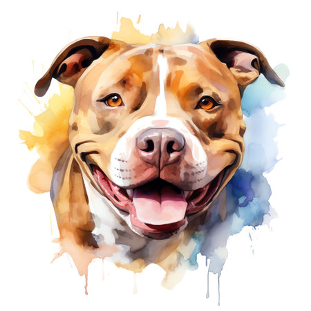 Hand Painted Pitbull Dog Watercolorの素材