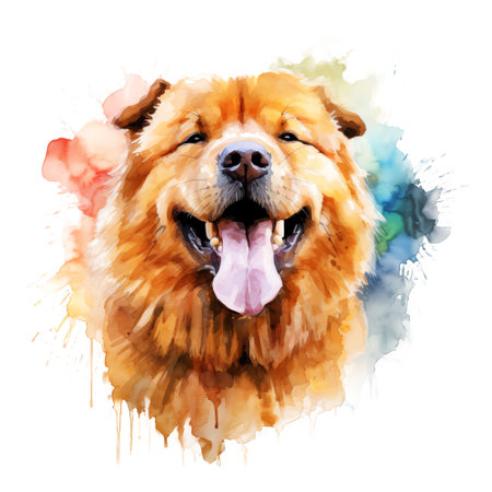 Hand Painted Chow Chow Dog Watercolorの素材
