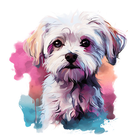 Hand Painted Maltese Dog Watercolorの素材