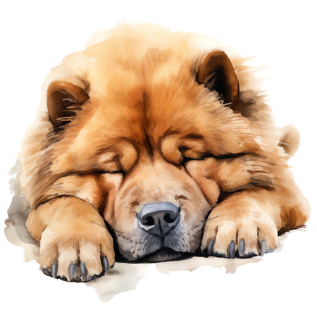 Hand Painted Chow Chow Dog Watercolorの素材