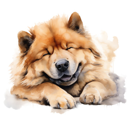 Hand Painted Chow Chow Dog Watercolorの素材