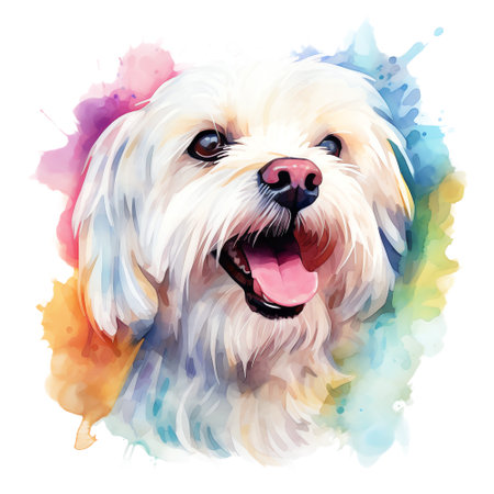 Hand Painted Maltese Dog Watercolorの素材