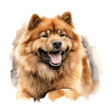 Hand Painted Chow Chow Dog Watercolorの素材