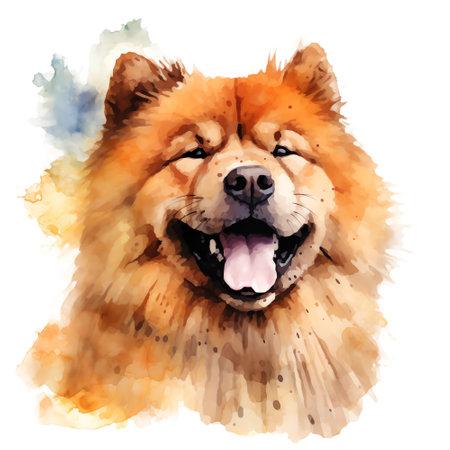 Hand Painted Chow Chow Dog Watercolorの素材