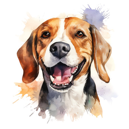 Hand Painted Beagle Dog Watercolorの素材
