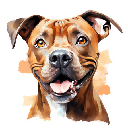 Hand Painted Pitbull Dog Watercolorの素材