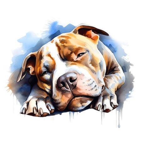 Hand Painted Pitbull Dog Watercolorの素材