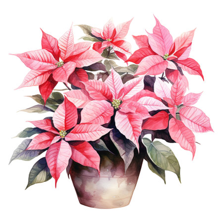 watercolor of a bunch of pink poinsettiasの素材