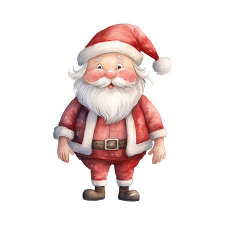 santa claus standing with a red hatの素材