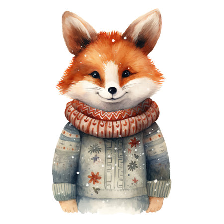 cute fox wearing a sweaterの素材