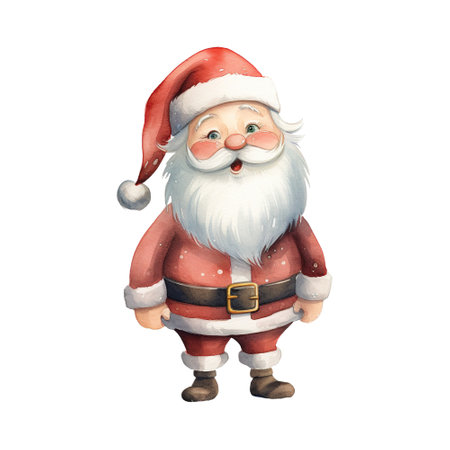 santa claus standing with a red hatの素材