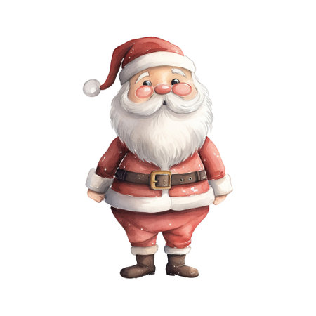 santa claus standing with a red hatの素材