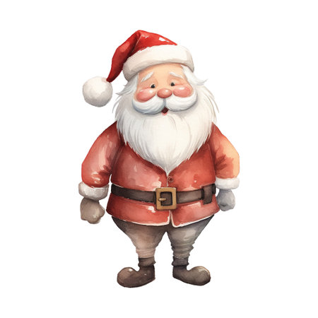 santa claus standing with a red hatの素材