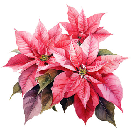 watercolor of a bunch of pink poinsettiasの素材