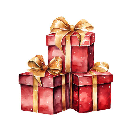 red boxes with gold bows. AI generated imageの素材