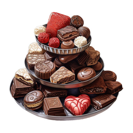 Cake tower with chocolates and candies. AI generated imageの素材