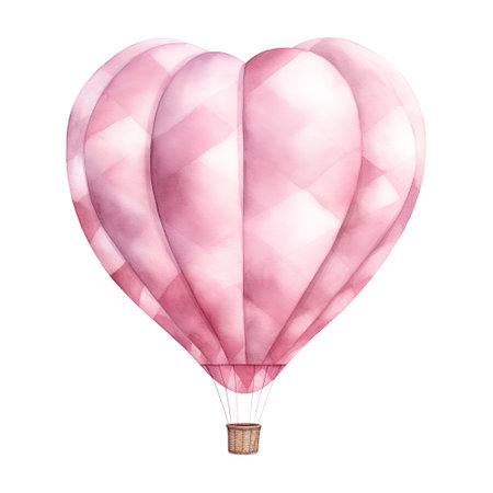 Hot Air Balloon with a Heart Shaped Balloon. AI generated imageの素材