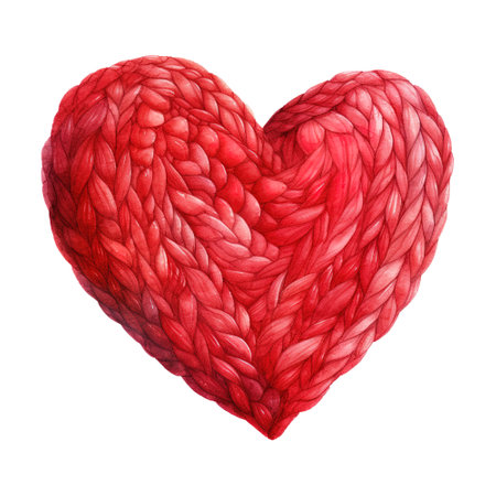 Red Heart Shaped Yarn. AI Generated Imageの素材