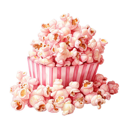 Popcorn Bucket with Pink Popcorn. AI Generated Imageの素材