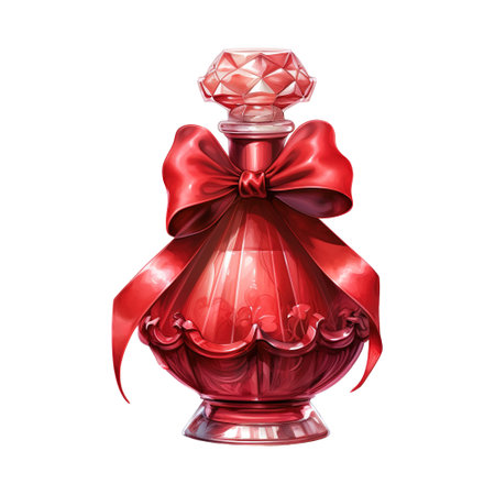 Red Glass Bottle with a Red Top. AI Generated Imageの素材