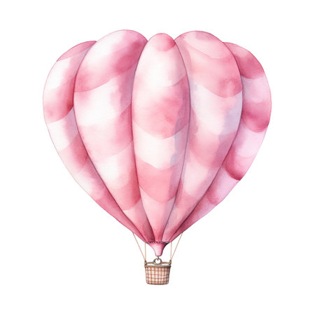 Hot Air Balloon with a Heart Shaped Balloon. AI generated imageの素材