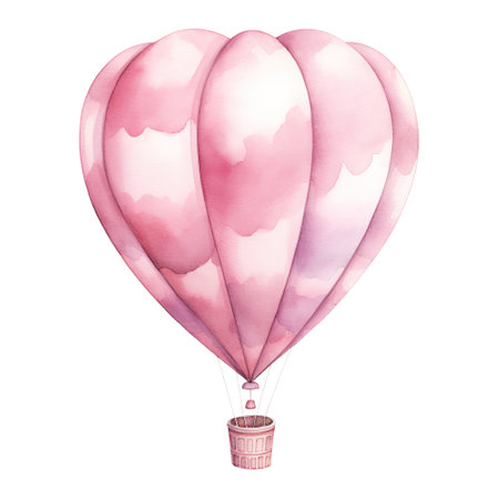 Hot Air Balloon with a Heart Shaped Balloon. AI generated imageの素材