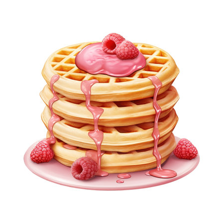 Stack of Pancakes with Raspberry. AI Generated Imageの素材