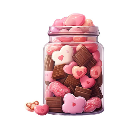 Jar Filled with Pink and Brown Candies. AI Generated Imageの素材