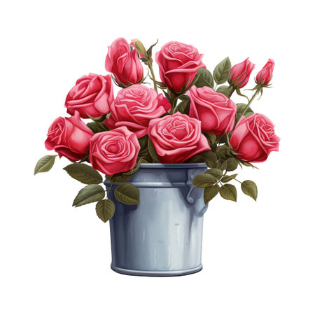 Bucket Full of Roses. AI Generated Imageの素材