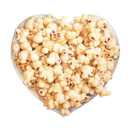 Heart made of popcorn. AI generated imageの素材