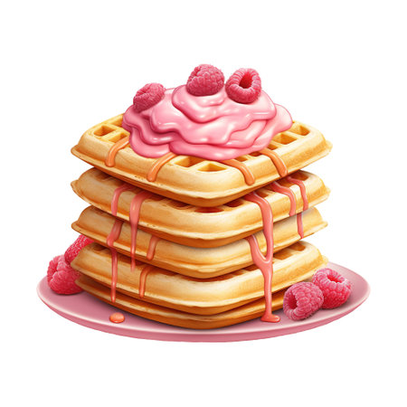 Stack of Pancakes with Raspberry. AI Generated Imageの素材