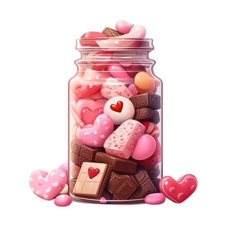 Jar Filled with Pink and Brown Candies. AI Generated Imageの素材