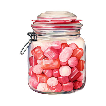Jar Filled with Pink Candies. AI Generated Imageの素材