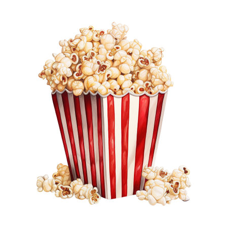 Popcorn Bucket with Red Popcorn. AI Generated Imageの素材