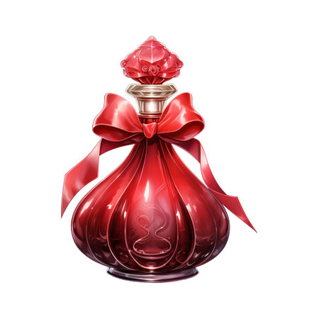 Red Glass Bottle with a Red Top. AI Generated Imageの素材