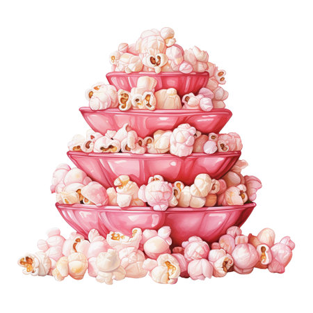 Popcorn Bucket with Pink Popcorn. AI Generated Imageの素材