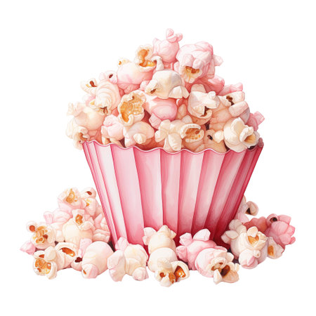 Popcorn Bucket with Pink Popcorn. AI Generated Imageの素材